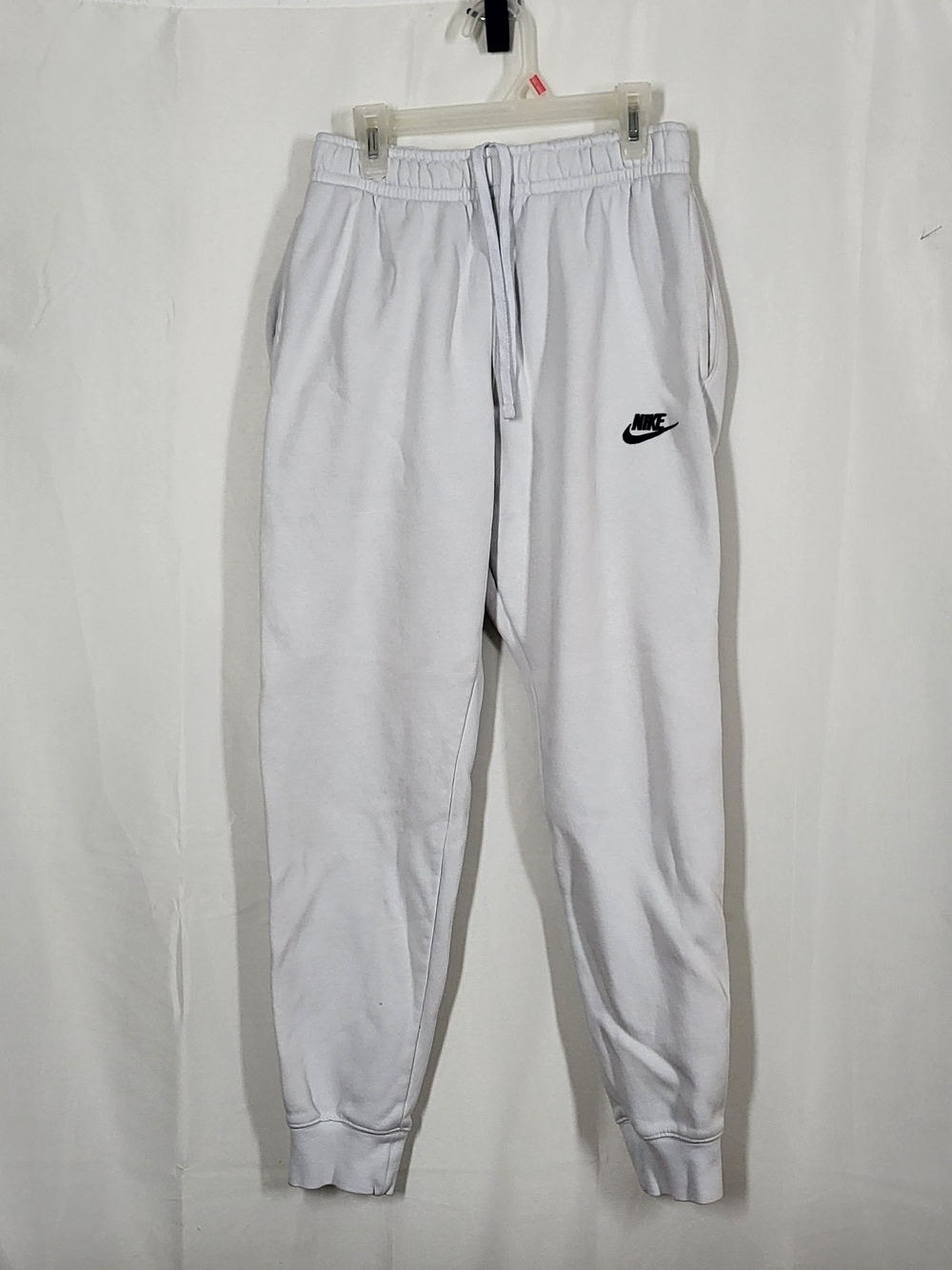 Nike White Kids Jogger Sweatpants with Black Swoosh
